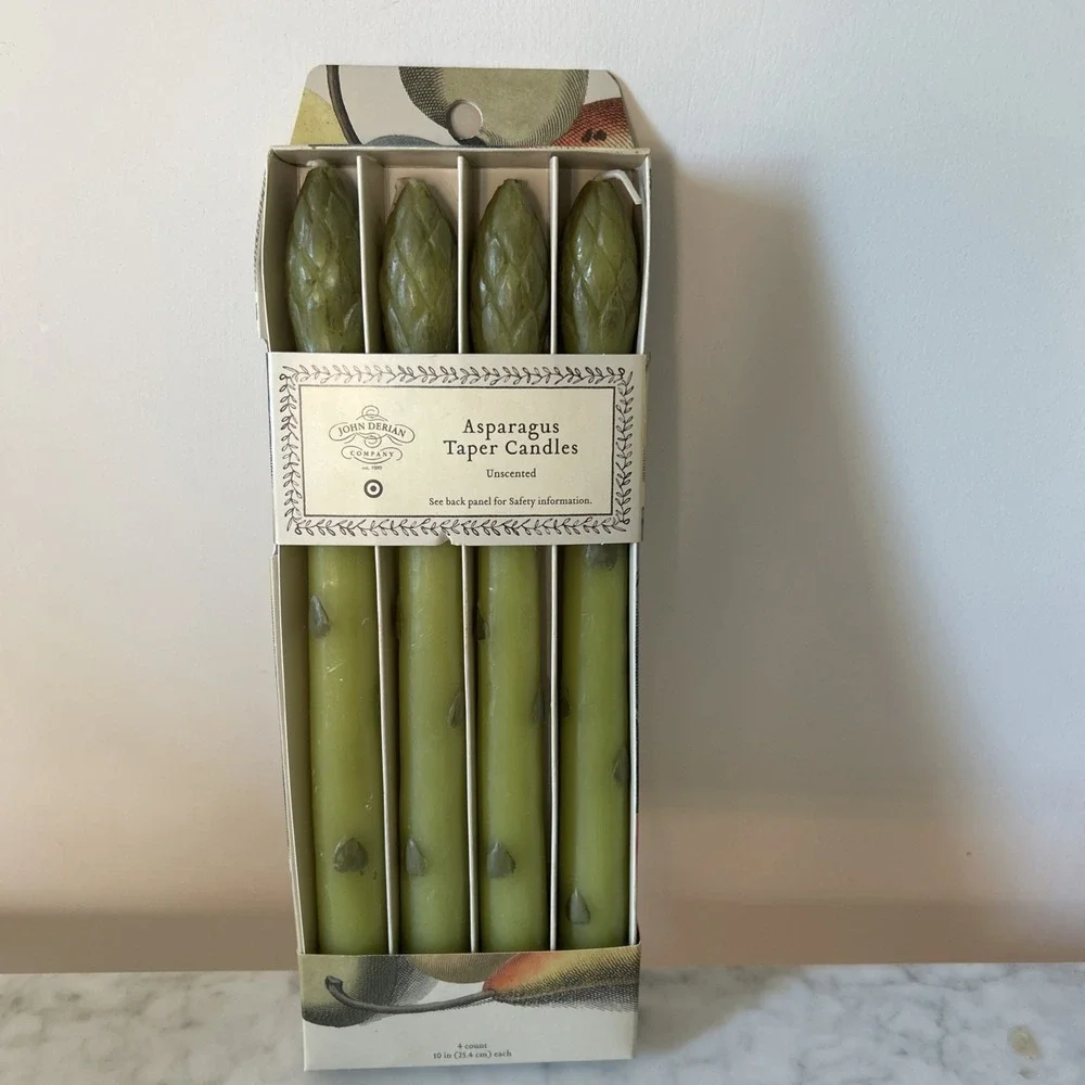 4pk Unscented Asparagus Green Taper Candles John Derian for Target New in Box
